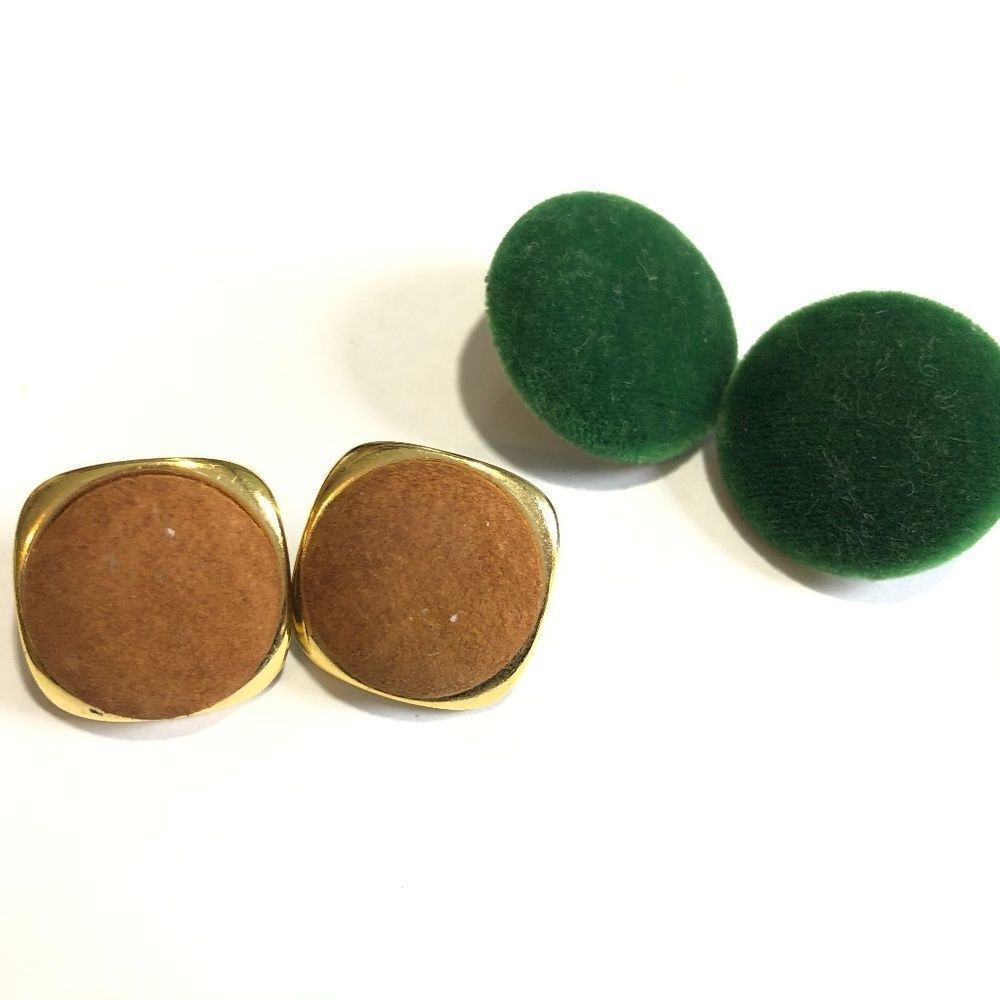 2 pairs Vintage Velvety Velour Earrings